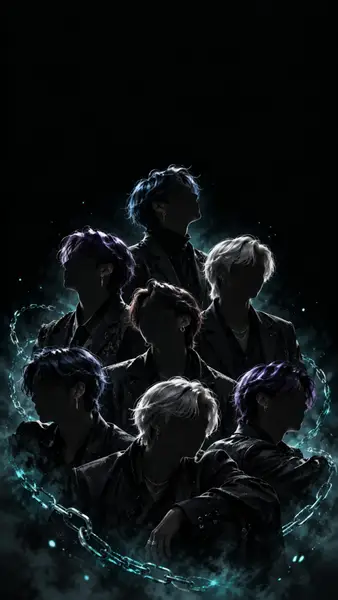 BTS Members Silhouette Dark Chain Wallpaper