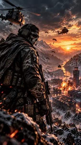 Call of Duty Soldier Sunset Wallpaper
