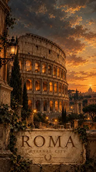 Colosseum Rome Sunset City Wallpaper wallpaper