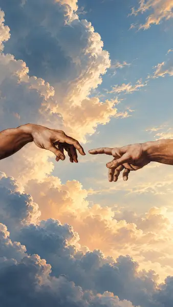 Creation of Adam Hands Sky Wallpaper wallpaper