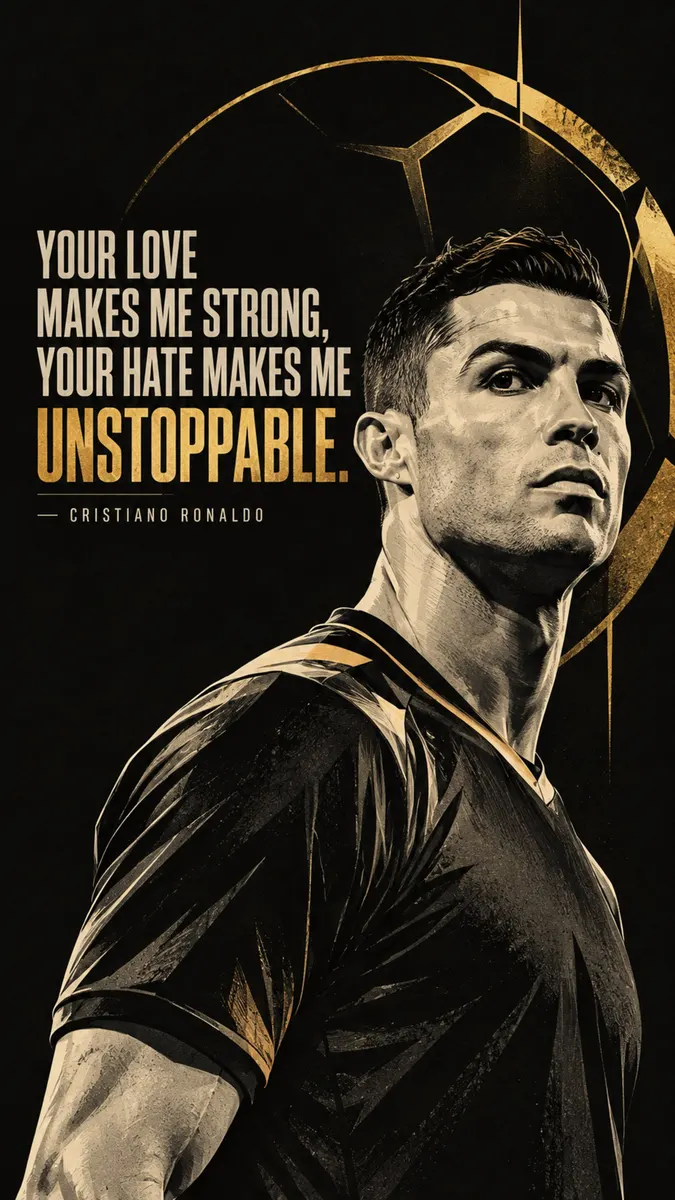 Cristiano Ronaldo Motivational Quote Black Gold Wallpaper