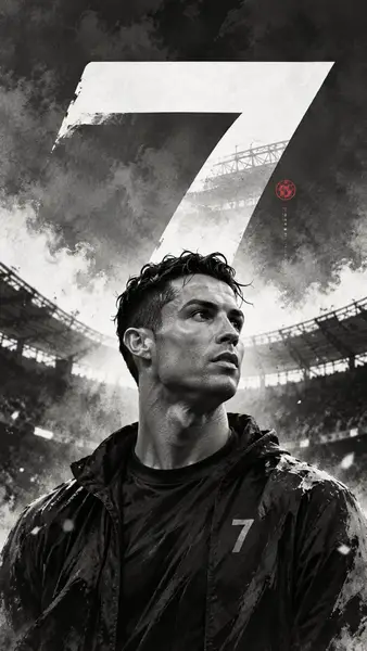 Cristiano Ronaldo Number 7 Black and White Wallpaper wallpaper
