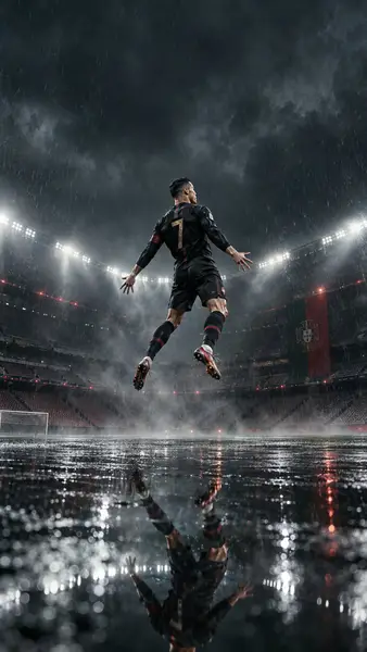 Cristiano Ronaldo Rainy Stadium Football Wallpaper wallpaper