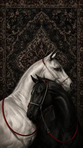Dark Black And White Horse Wallapper