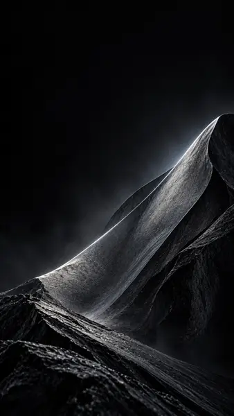 Un paisaje texturizado en gris oscuro con crestas afiladas e iluminación suave, creando un aspecto atmosférico y melancólico para la pantalla de tu teléfono.