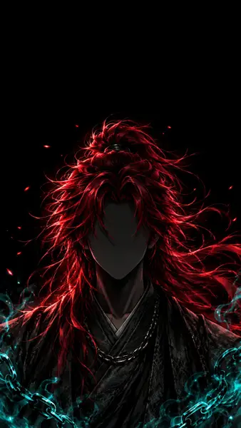 Faceless Red Hair Warrior Dark Anime iPhone Wallpaper