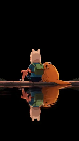 Finn and Jake Reflection Night Wallpaper