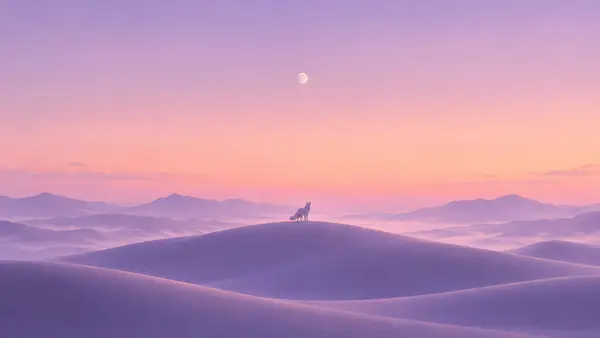 Fox Desert Sunset Wallpaper