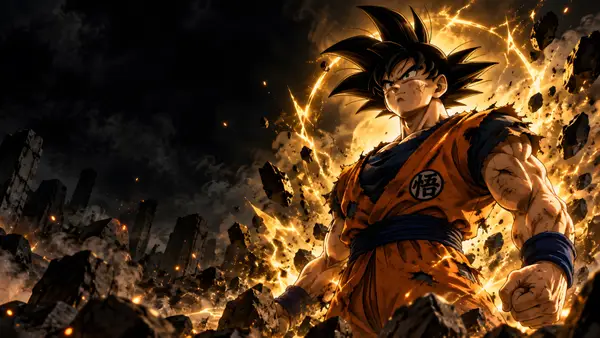 Goku Golden Aura Battle Computer Wallpaper