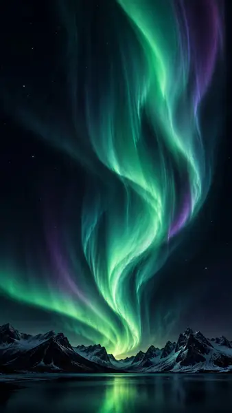 Green Aurora Borealis Mountain Lake Wallpaper