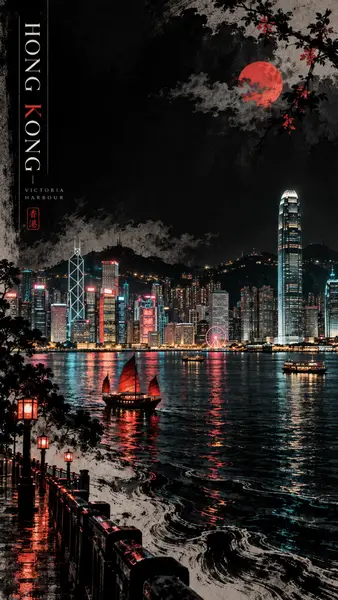 Hong Kong Victoria Harbour Night City Wallpaper wallpaper