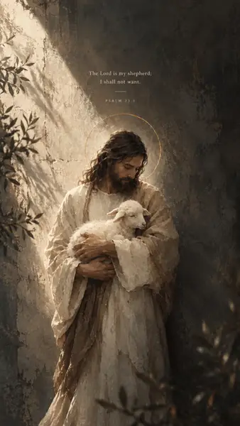 Jesus Holding Lamb Psalm 23 Wallpaper wallpaper