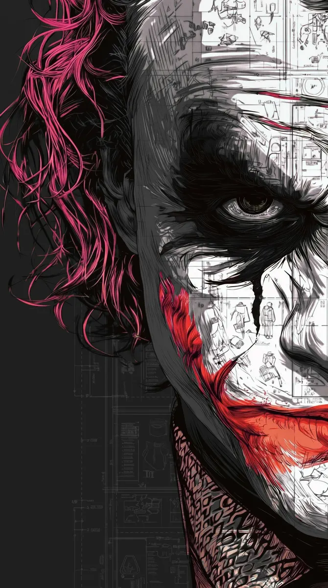Joker Sketch Style Portrait Wallpaper