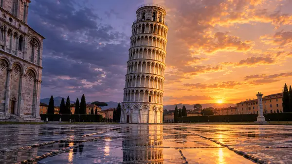 Leaning Tower of Pisa Sunset Wallpaper wallpaper
