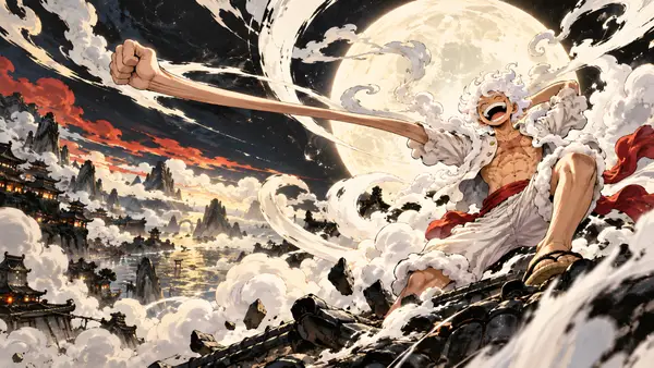 Luffy Gear 5 Moon Wallpaper