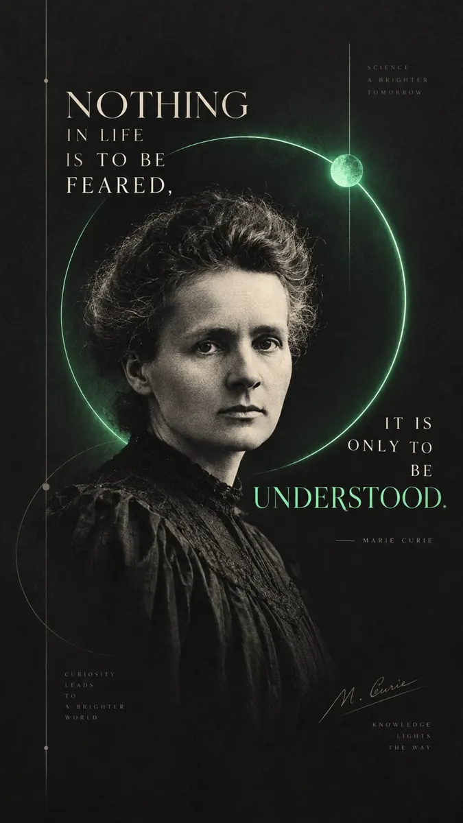 Marie Curie Quote Dark Motivational Wallpaper