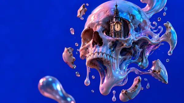 Melting Skull Clock Tower Wallpaper