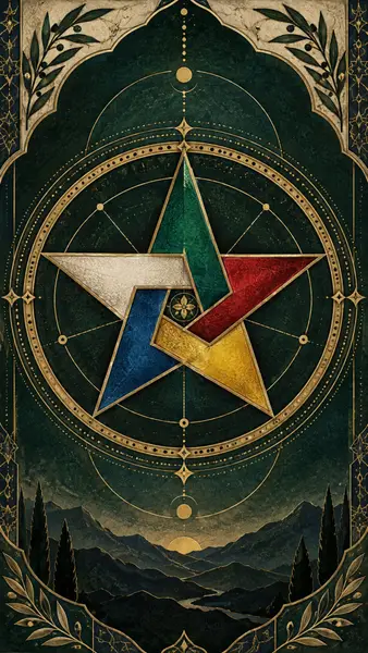 Multicolor Pentagram Geometric Symbol Android & Wallpaper