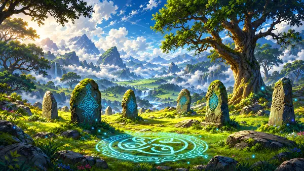خلفية دائرة رونية في المرج الغامض wallpaper