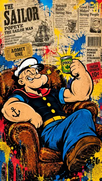 Popeye The Sailor Man Newspaper Collage Wallpaper wallpaper