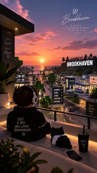 Roblox Brookhaven Sunset Balcony Wallpaper