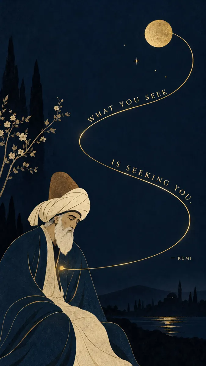 Rumi Quote Moon Night Wallpaper