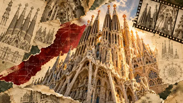 Sagrada Familia Architectural Collage Wallpaper