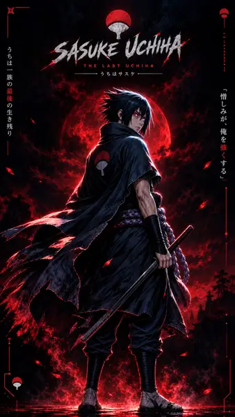 Sasuke Uchiha Dark Red Anime Wallpaper