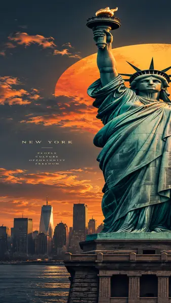 Statue of Liberty New York Sunset Android & Wallpaper wallpaper