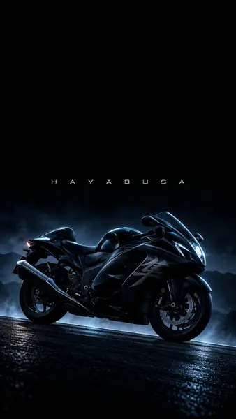 Suzuki Hayabusa Black Sportbike Night Wallpaper wallpaper