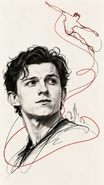 Tom Holland Sketch Portrait Wallpaper wallpaper