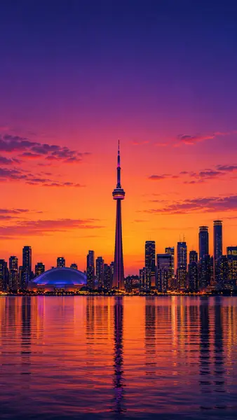 Sonnenuntergang an der CN Tower in Toronto Hintergrundbild wallpaper