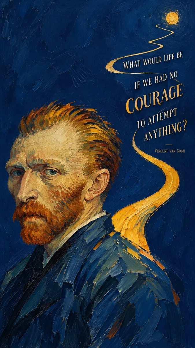 Vincent van Gogh Courage Quote Art Wallpaper