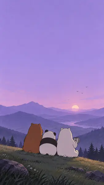 We Bare Bears Mountain Sunset Wallpaper