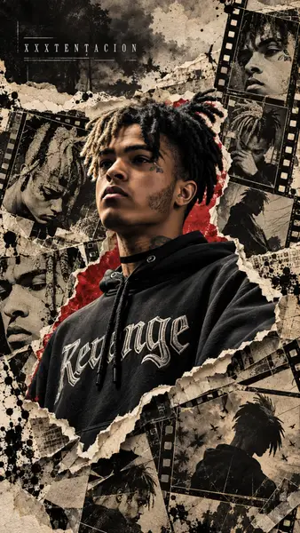 XXXTentacion Collage Black Hoodie Wallpaper