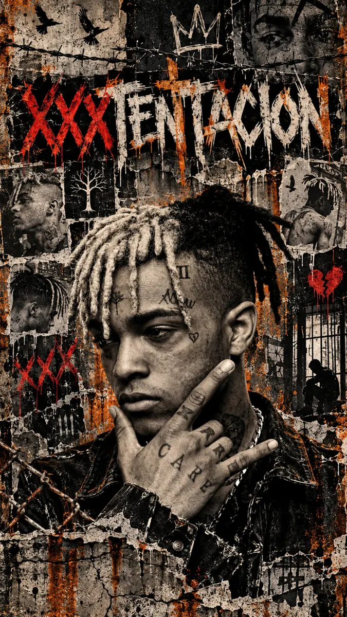 XXXTentacion Collage Grunge Portrait Wallpaper