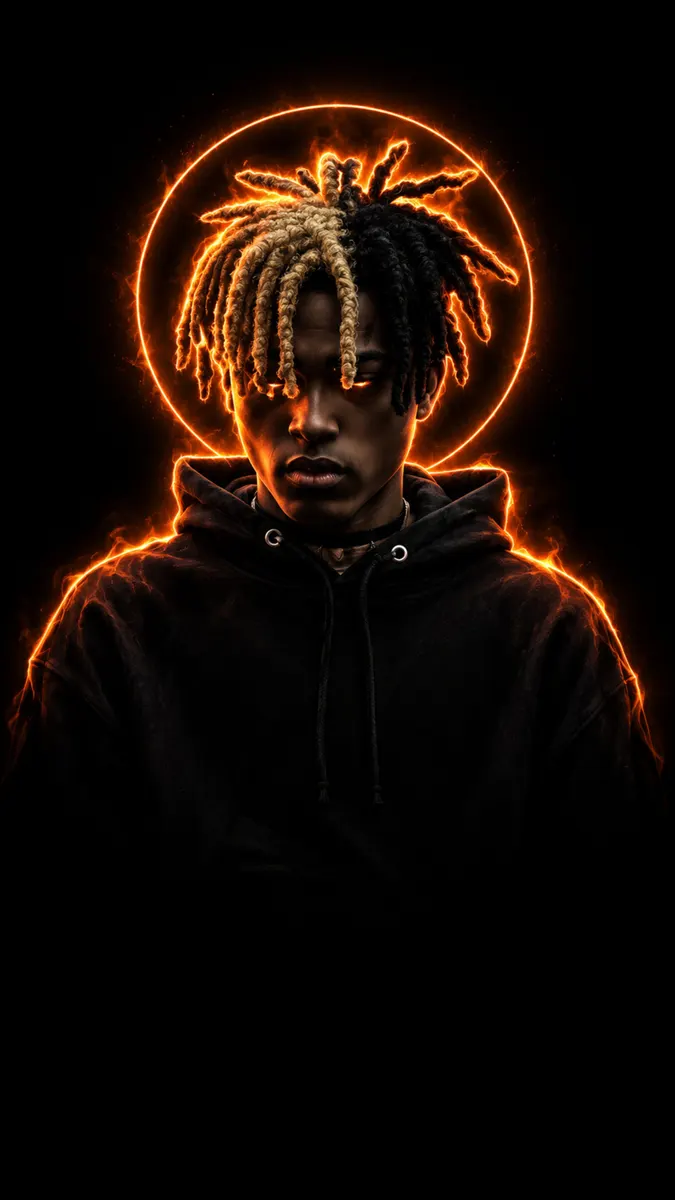 XXXTentacion Glowing Halo Fire Portrait Wallpaper