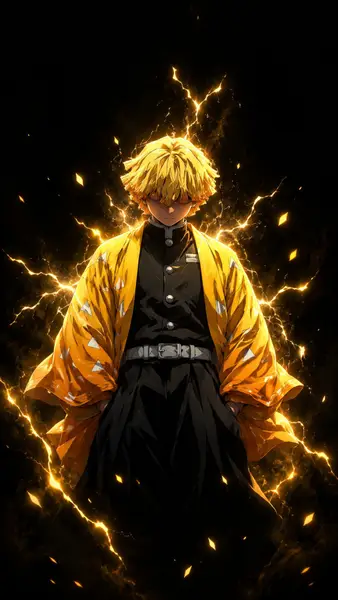 Zenitsu Agatsuma Lightning Aura Wallpaper