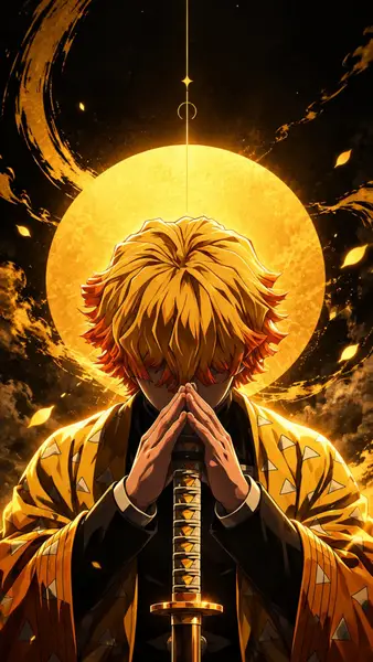 Zenitsu Agatsuma Sword Prayer Wallpaper
