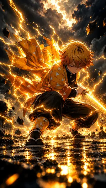 Zenitsu Agatsuma Thunder Breathing Wallpaper