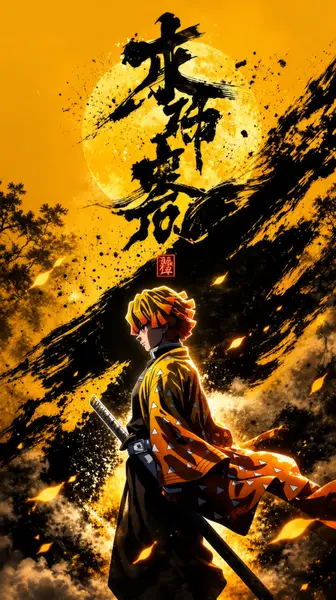 Zenitsu Agatsuma Yellow Kimono Wallpaper